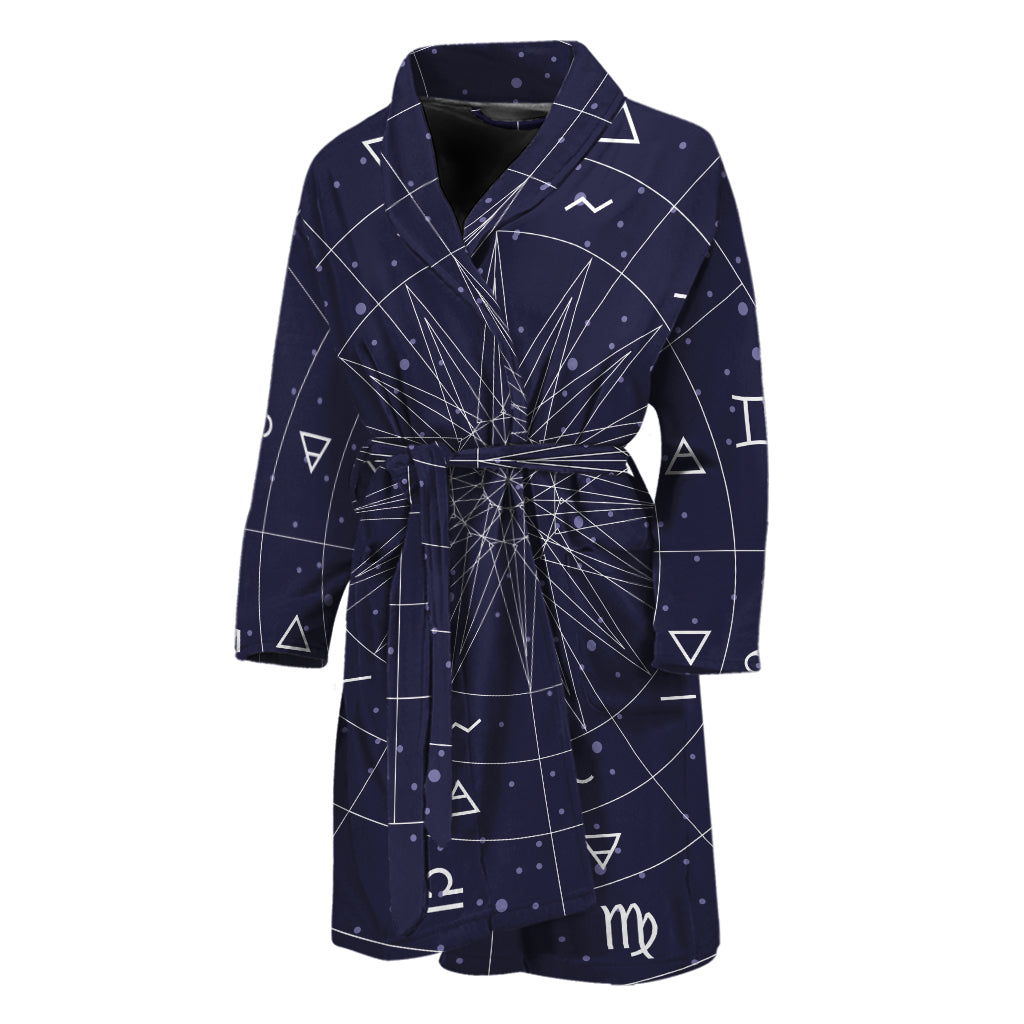 Zodiac Symbols Circle Print Men's Bathrobe