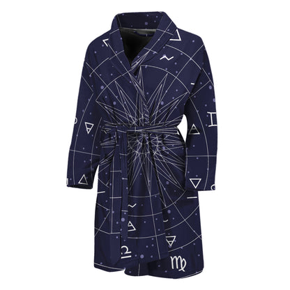 Zodiac Symbols Circle Print Men's Bathrobe
