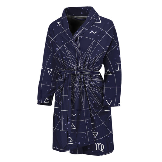 Zodiac Symbols Circle Print Men's Bathrobe