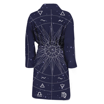 Zodiac Symbols Circle Print Men's Bathrobe