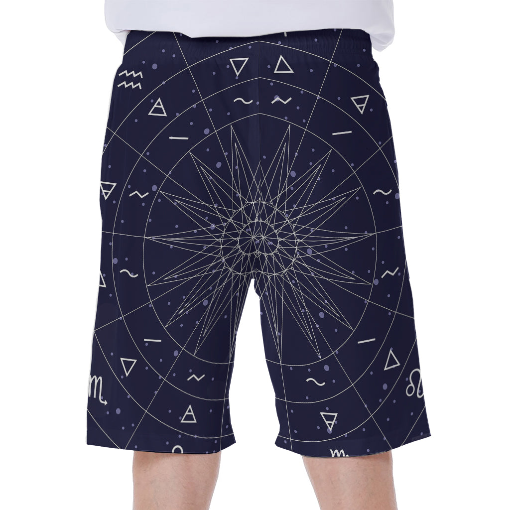 Zodiac Symbols Circle Print Men's Beach Shorts