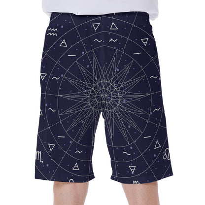 Zodiac Symbols Circle Print Men's Beach Shorts