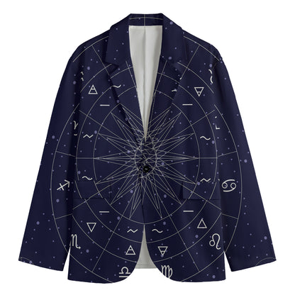 Zodiac Symbols Circle Print Men's Blazer