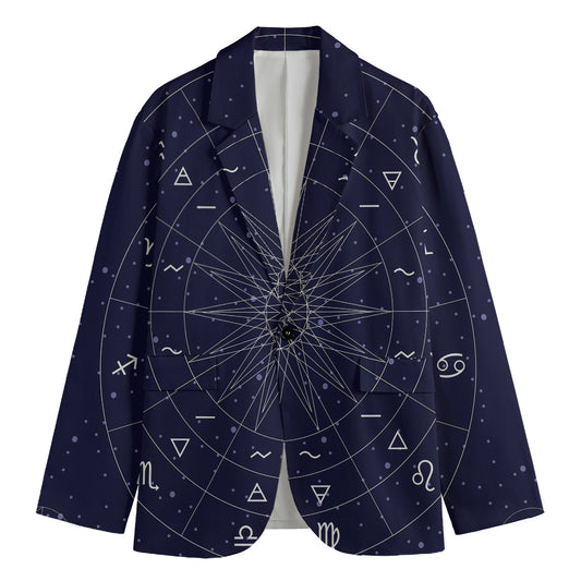 Zodiac Symbols Circle Print Men's Blazer