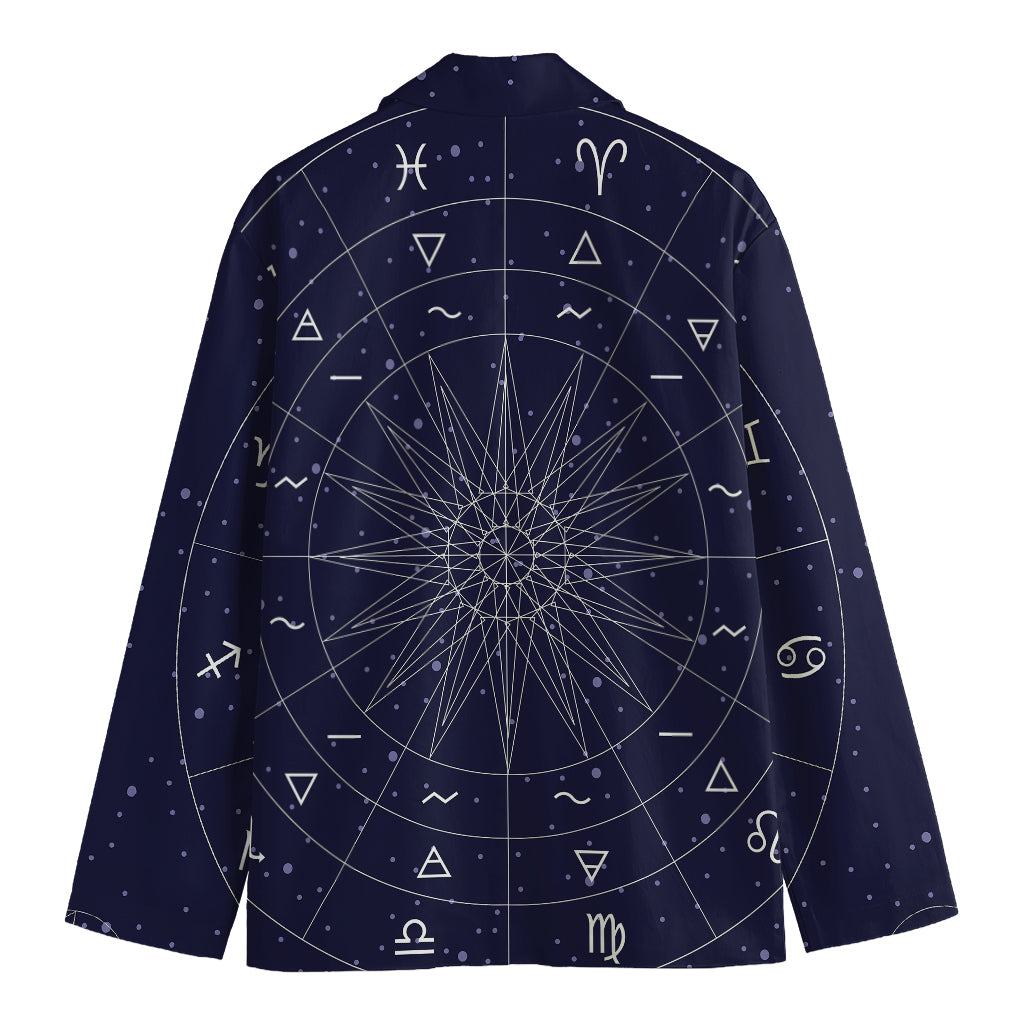 Zodiac Symbols Circle Print Men's Blazer