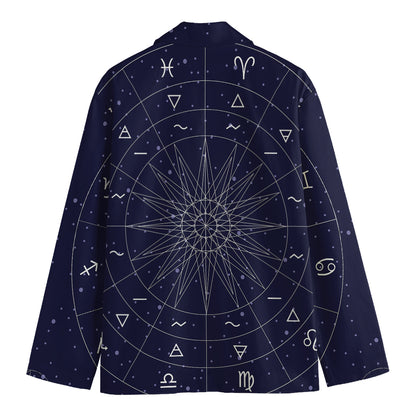 Zodiac Symbols Circle Print Men's Blazer