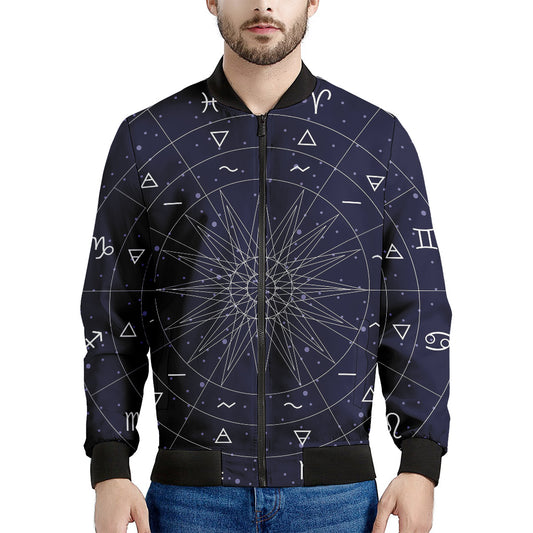 Zodiac Symbols Circle Print Men's Bomber Jacket