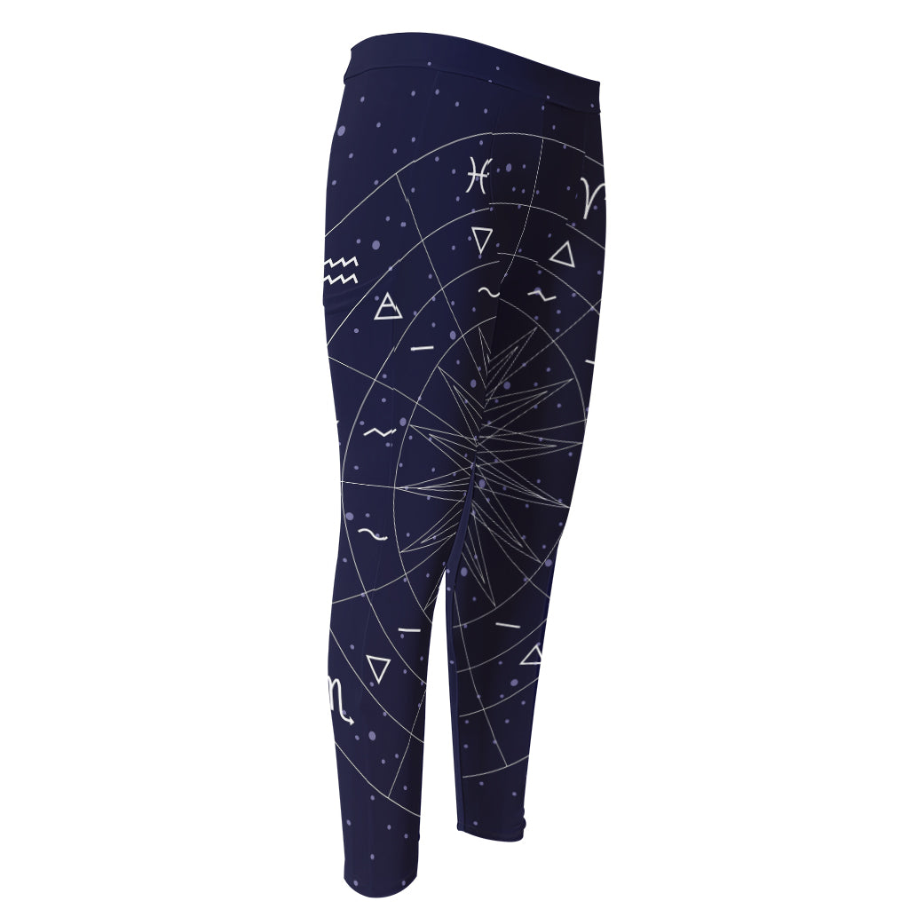 Zodiac Symbols Circle Print Men's Compression Pants