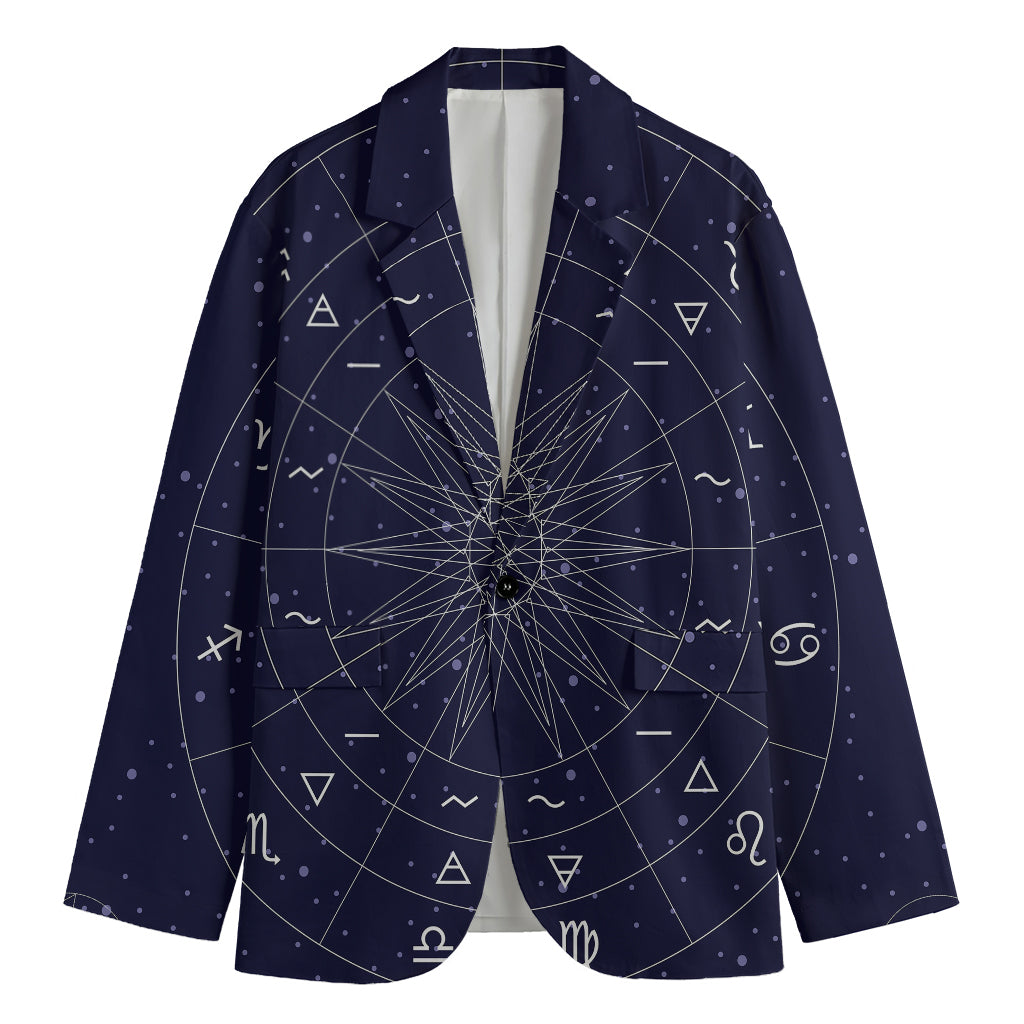 Zodiac Symbols Circle Print Men's Cotton Blazer