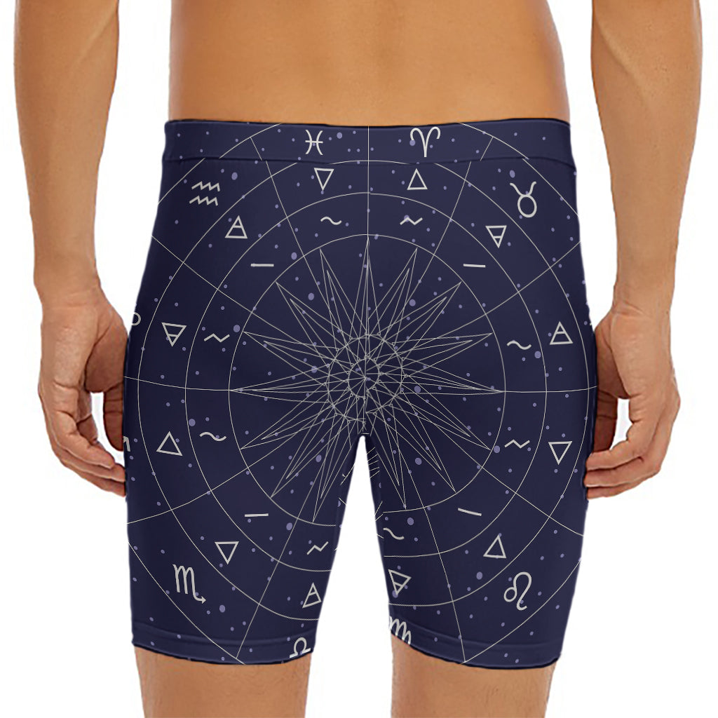 Zodiac Symbols Circle Print Men's Long Boxer Briefs