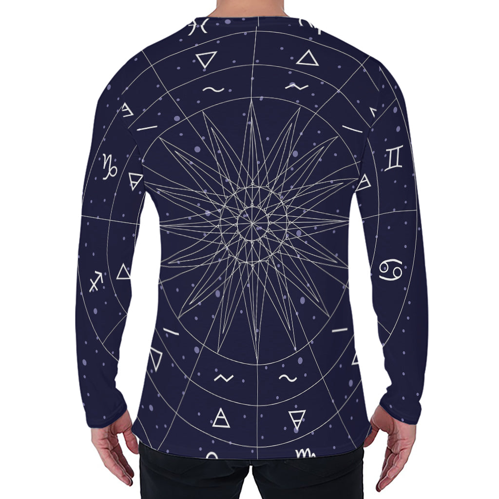 Zodiac Symbols Circle Print Men's Long Sleeve T-Shirt