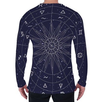 Zodiac Symbols Circle Print Men's Long Sleeve T-Shirt