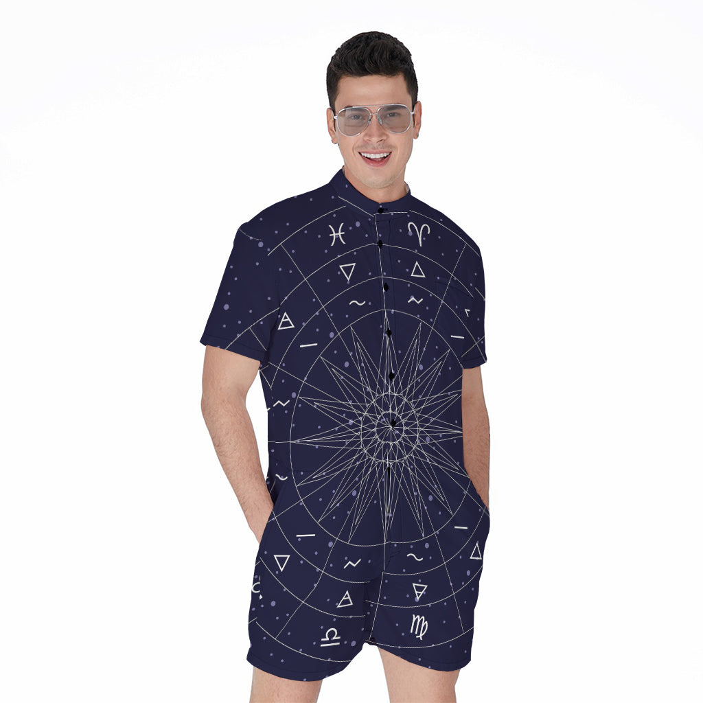 Zodiac Symbols Circle Print Men's Rompers