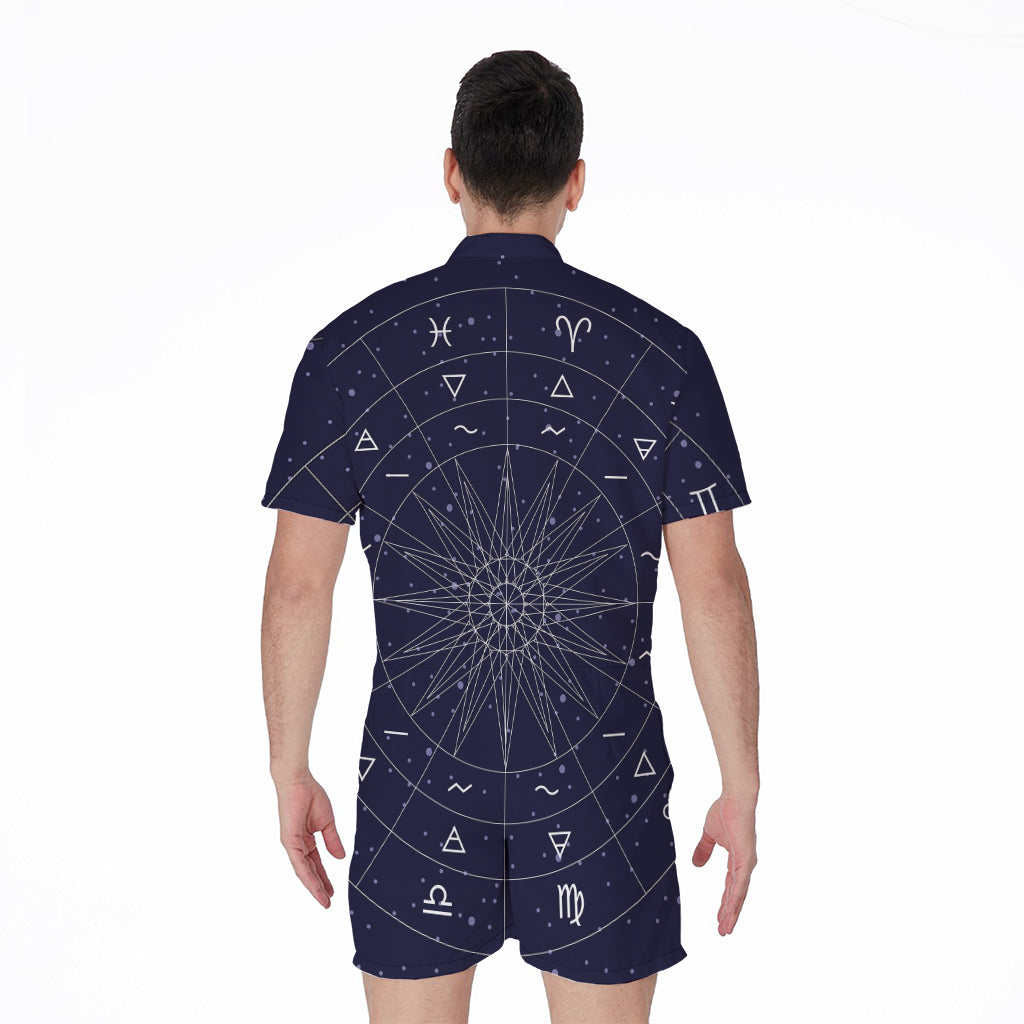 Zodiac Symbols Circle Print Men's Rompers