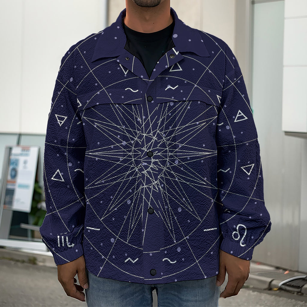 Zodiac Symbols Circle Print Men's Shirt Jacket
