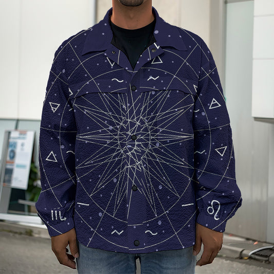 Zodiac Symbols Circle Print Men's Shirt Jacket
