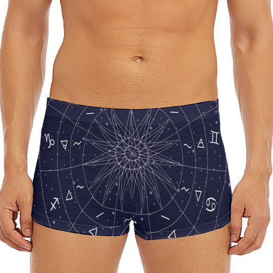 Zodiac Symbols Circle Print Men's Short Boxer Briefs