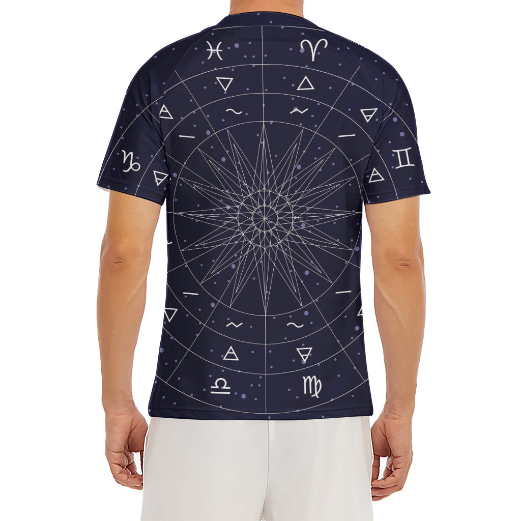 Zodiac Symbols Circle Print Men's Short Sleeve Rash Guard