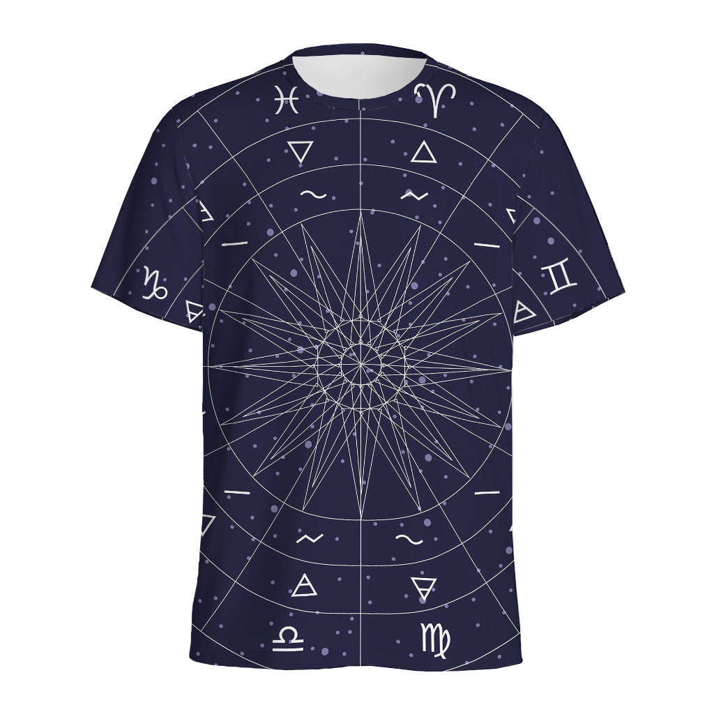 Zodiac Symbols Circle Print Men's Sports T-Shirt