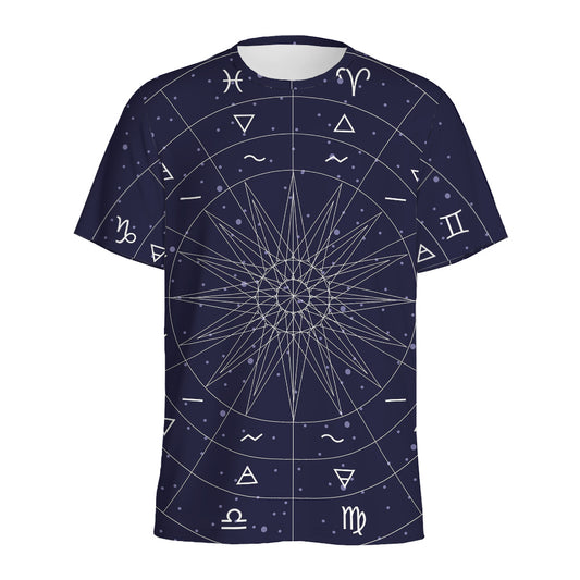 Zodiac Symbols Circle Print Men's Sports T-Shirt