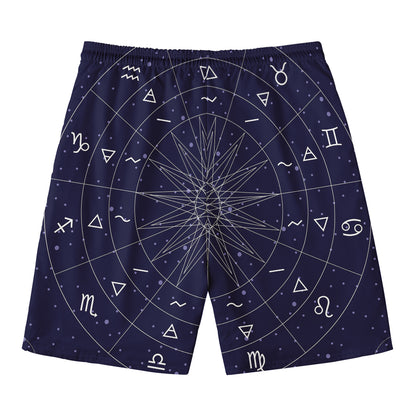 Zodiac Symbols Circle Print Men's Swim Trunks