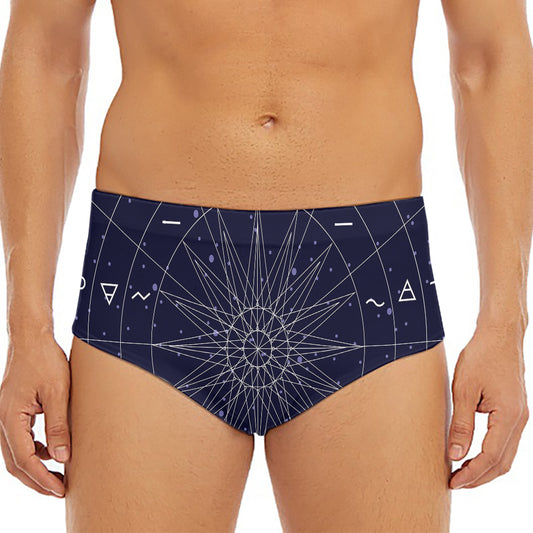 Zodiac Symbols Circle Print Men's Triangle Swim Briefs