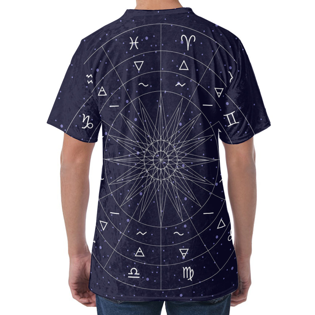 Zodiac Symbols Circle Print Men's Velvet T-Shirt