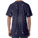 Zodiac Symbols Circle Print Men's Velvet T-Shirt