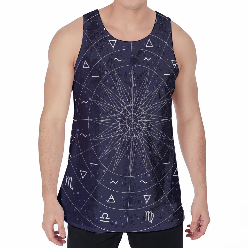 Zodiac Symbols Circle Print Men's Velvet Tank Top