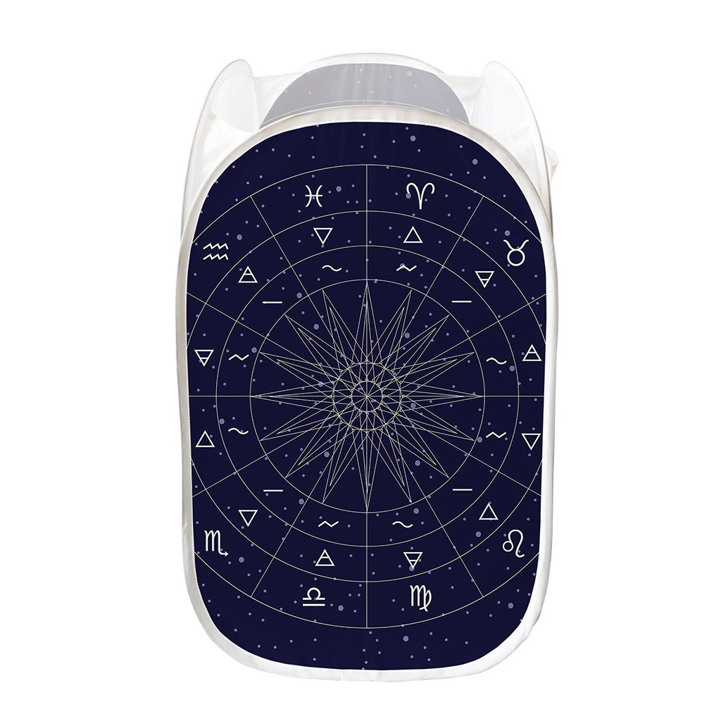 Zodiac Symbols Circle Print Mesh Laundry Hamper