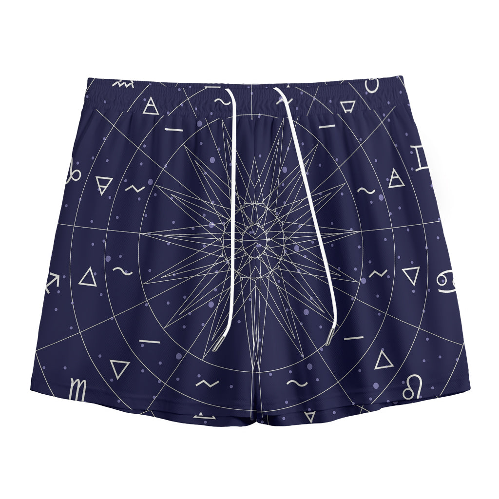 Zodiac Symbols Circle Print Mesh Shorts