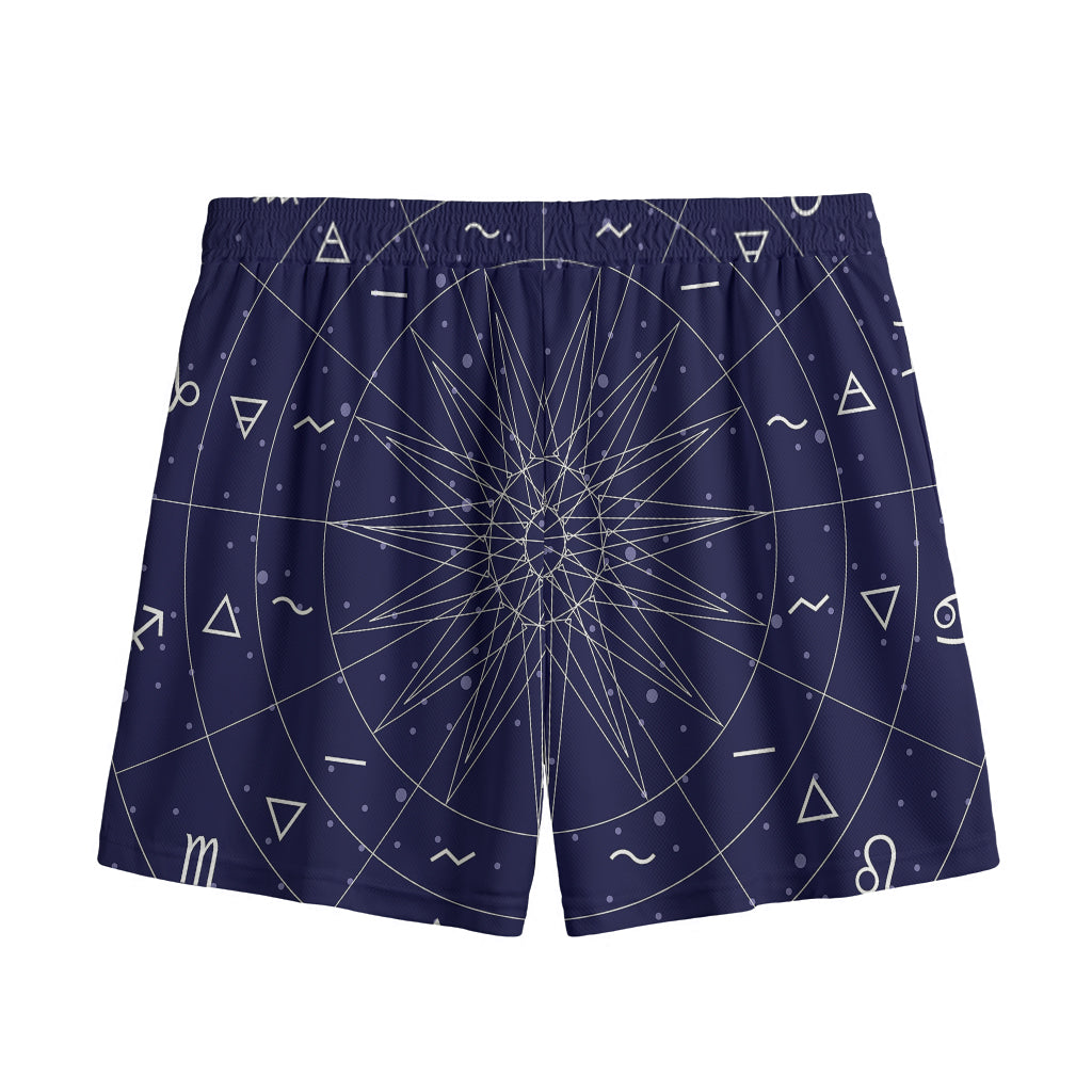 Zodiac Symbols Circle Print Mesh Shorts