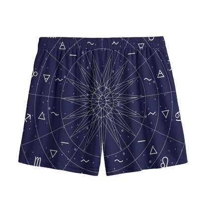 Zodiac Symbols Circle Print Mesh Shorts