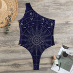 Zodiac Symbols Circle Print One Shoulder Bodysuit