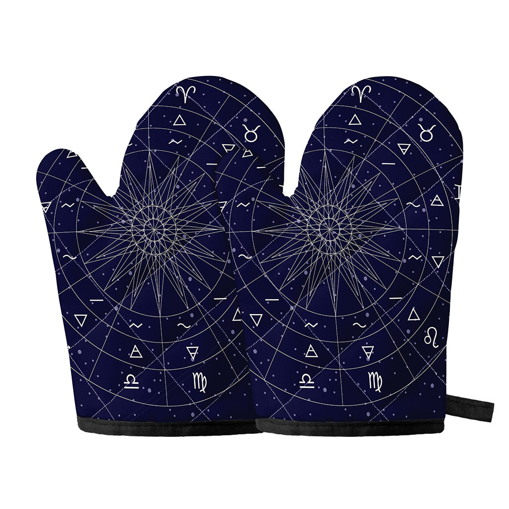 Zodiac Symbols Circle Print Oven Mitts