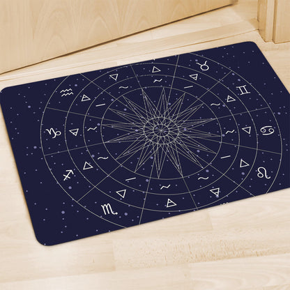 Zodiac Symbols Circle Print Polyester Doormat