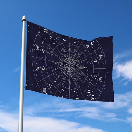 Zodiac Symbols Circle Print Polyester Flag