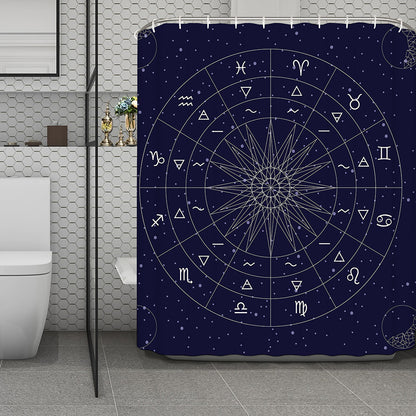 Zodiac Symbols Circle Print Polyester Shower Curtain