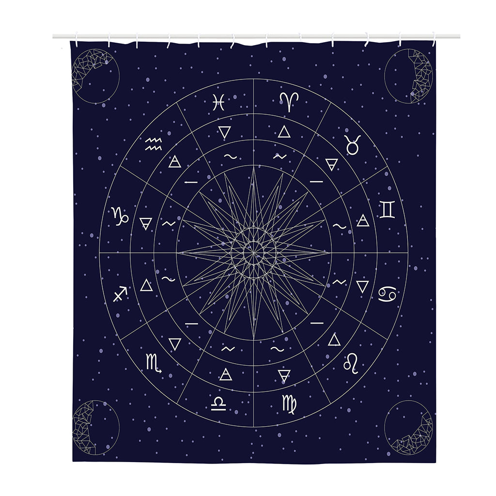 Zodiac Symbols Circle Print Polyester Shower Curtain