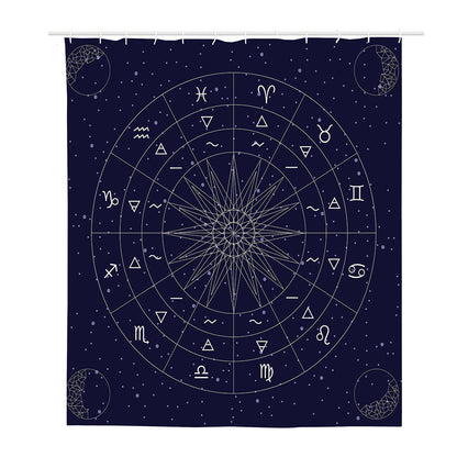 Zodiac Symbols Circle Print Polyester Shower Curtain