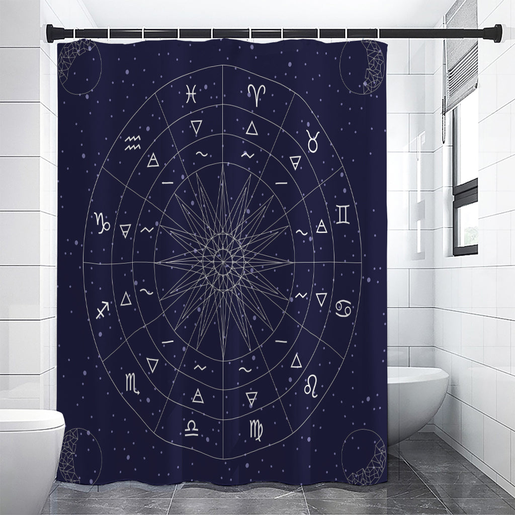 Zodiac Symbols Circle Print Premium Shower Curtain