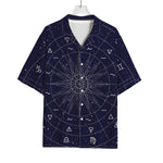 Zodiac Symbols Circle Print Rayon Hawaiian Shirt
