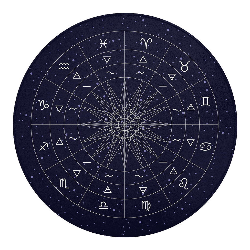 Zodiac Symbols Circle Print Round Blanket