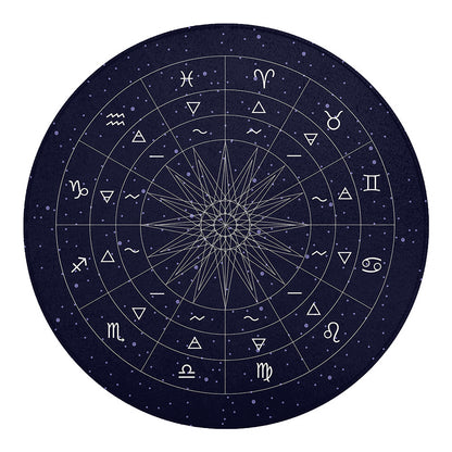 Zodiac Symbols Circle Print Round Blanket