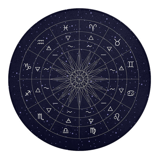 Zodiac Symbols Circle Print Round Blanket