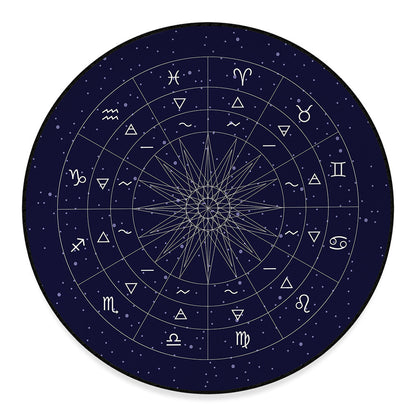 Zodiac Symbols Circle Print Round Floor Mat