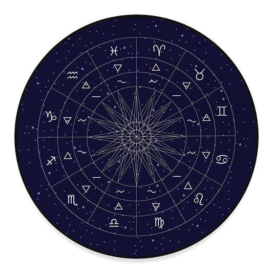 Zodiac Symbols Circle Print Round Floor Mat