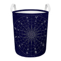 Zodiac Symbols Circle Print Round Laundry Basket
