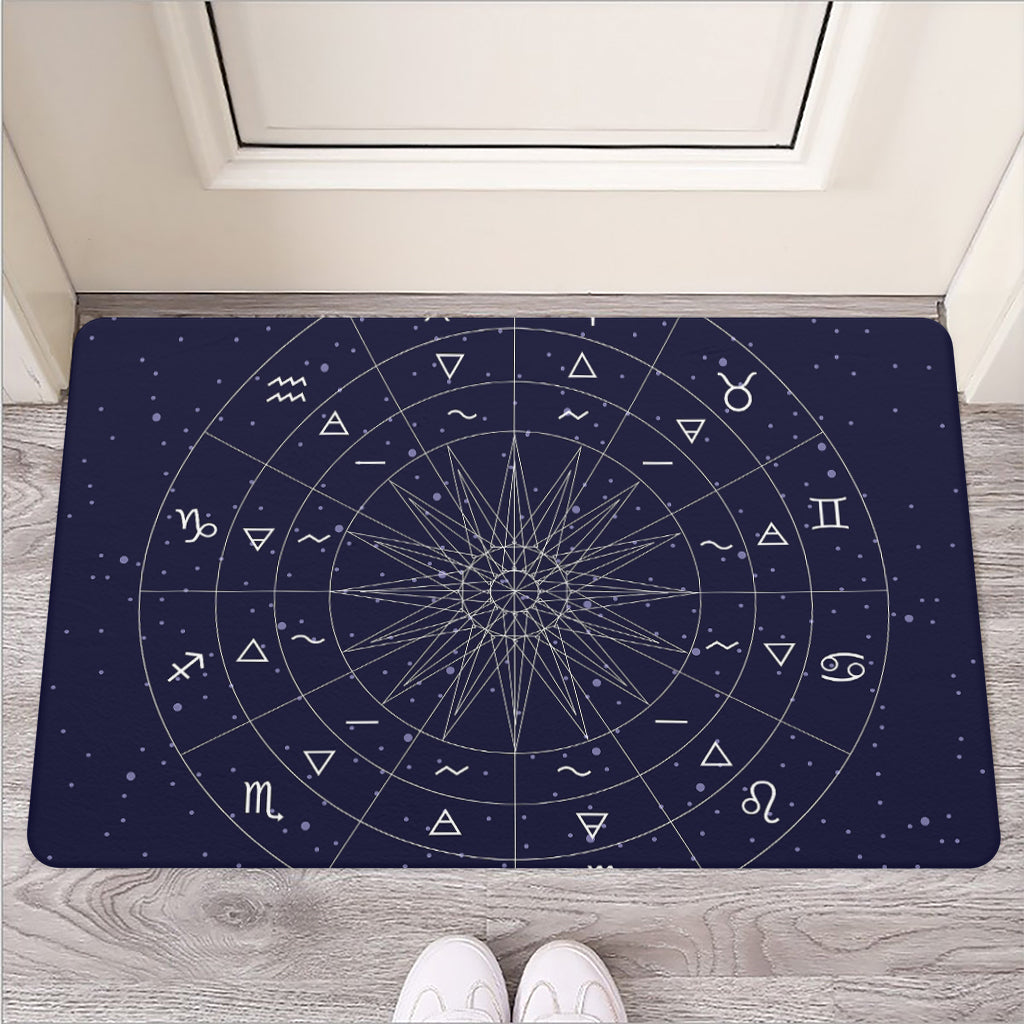 Zodiac Symbols Circle Print Rubber Doormat