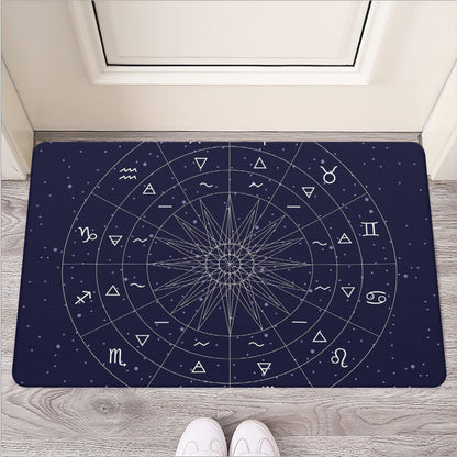 Zodiac Symbols Circle Print Rubber Doormat